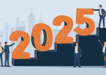 Businesspeople Building 2025 Teamwork Success Future Goals AI Generated ...